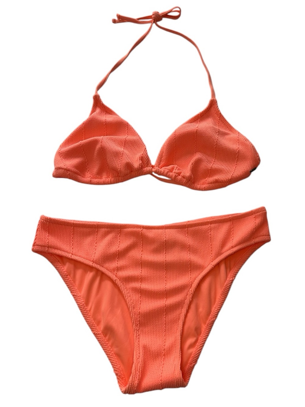 Rip Curl Swimsuit Two Piece Bikini Triangle Hipster Orange Ribbed NWT Size Small